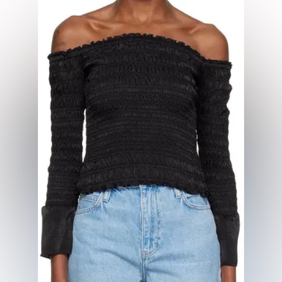 Frame Black Off Shoulder Top - Picture 2 of 5